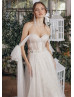 Tie Straps Ivory Lace Tulle Wedding Dress